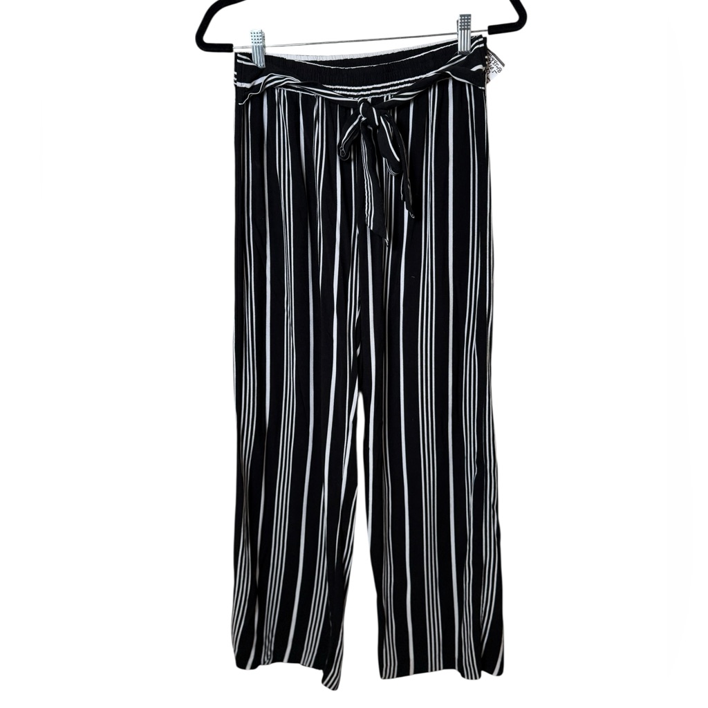Cynthia Rowley Black And White Striped Wide Leg Pants